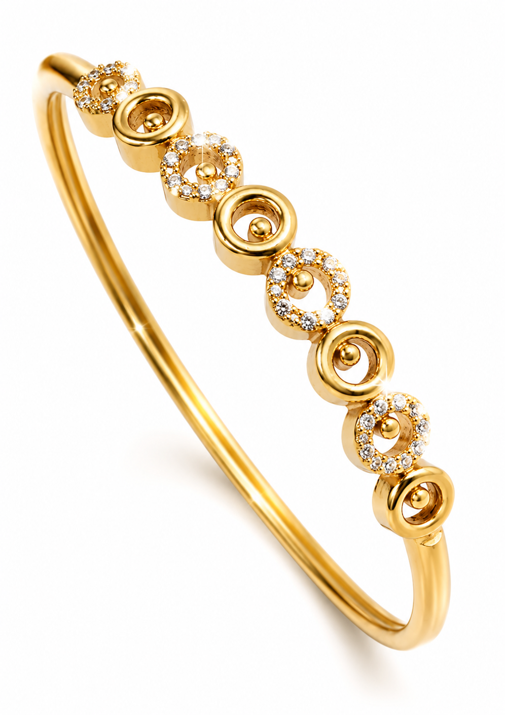 CITYGIRL 18K Gold Plated Openable Oval Kada Bracelet for Women | Crystal Studded Elegant Bangle | Fits Sizes 2.4, 2.6 & 2.8 | Premium Fashion Jewellery | Gift for Women & Girls