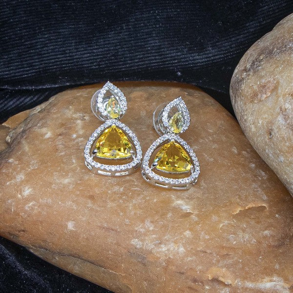 City Girl Brass Rhodium-Plated Radiant Triangle CZ Tops