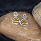 City Girl Brass Rhodium-Plated Radiant Triangle CZ Tops