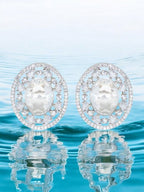 City Girl American Diamond Rhodium-Plated CZ Stones Stud Silver Earrings for Women and Girls