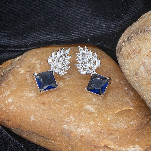 City Girl Brass Rhodium-Plated Radiant Crest CZ Earrings