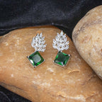 City Girl Brass Rhodium-Plated Radiant Crest CZ Earrings
