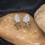 City Girl Brass Rhodium-Plated Radiant Crest CZ Earrings
