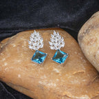 City Girl Brass Rhodium-Plated Radiant Crest CZ Earrings