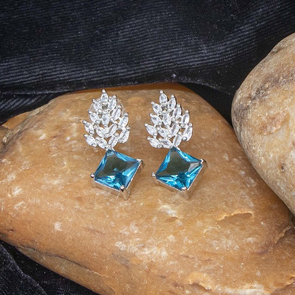 City Girl Brass Rhodium-Plated Radiant Crest CZ Earrings