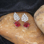 City Girl Brass Rhodium-Plated Radiant Crest CZ Earrings