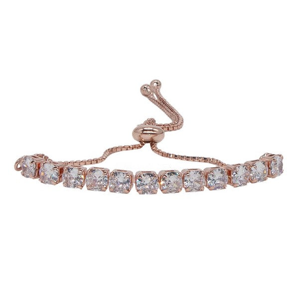 City Girl AD Brass Rhodium-Plated Bracelet – Elegant Linked Adjustable Chain