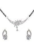 City Girl AD Rhodium Plated Regal Charm Mangalsutra Set with Earrings & Chain for Women & Girls