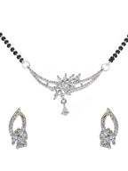 City Girl AD Rhodium Plated Regal Charm Mangalsutra Set with Earrings & Chain for Women & Girls
