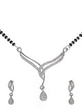 City Girl AD Rhodium Plated Divine Spark Mangalsutra Set with Earrings & Chain for Women & Girls