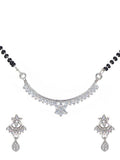 City Girl AD Rhodium Plated Graceful Bloom Mangalsutra Set with Earrings & Chain for Women & Girls