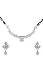 City Girl AD Rhodium Plated Graceful Bloom Mangalsutra Set with Earrings & Chain for Women & Girls