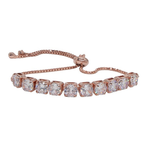 City Girl AD Brass Rhodium-Plated Bracelet – Beaded Edge Adjustable Chain