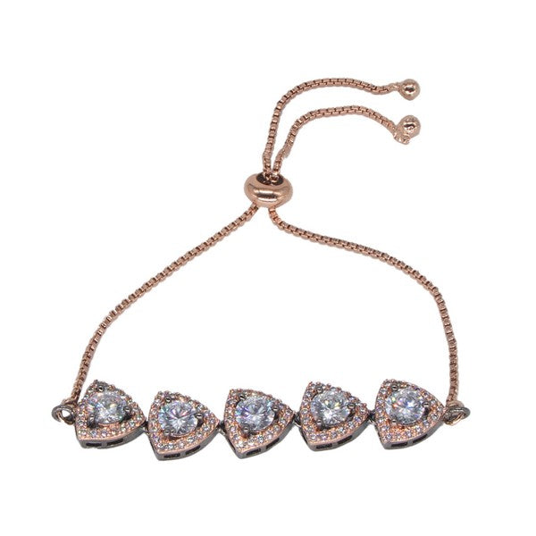 City Girl AD Brass Black Rose-Plated Bracelet – Floral Cut Design with Adjustable Chain