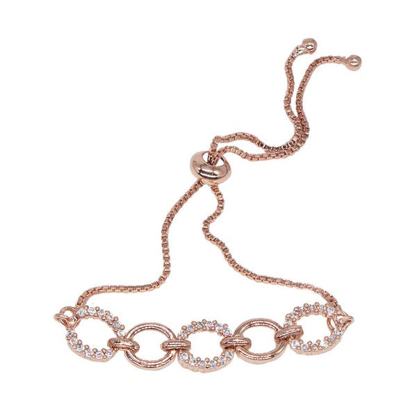City Girl AD Brass Black Rose-Plated Bracelet – Statement Stone-Studded Adjustable Chain