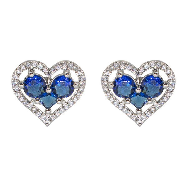 City Girl Brass Rhodium-Plated Eternal Love CZ Studs