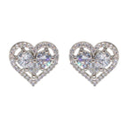 City Girl Brass Rhodium-Plated Eternal Love CZ Studs