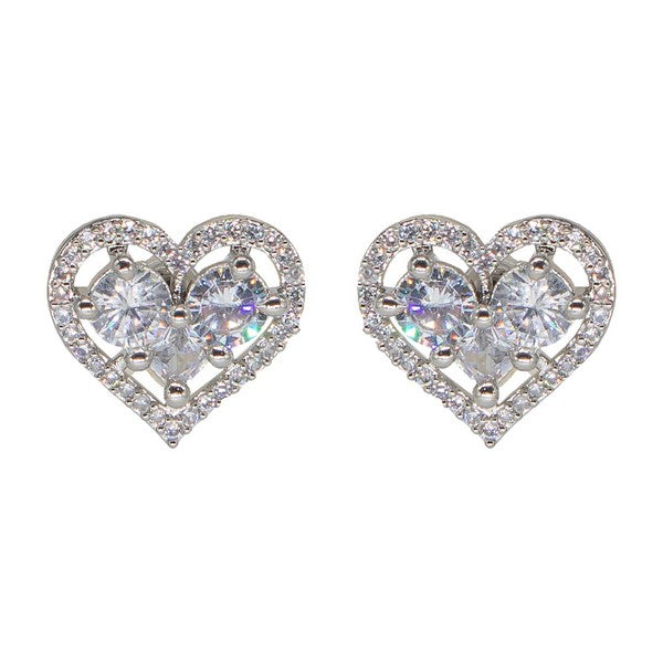 City Girl Brass Rhodium-Plated Eternal Love CZ Studs