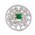 City Girl Brass Rhodium-Plated CZ Sapphire Glow Cocktail Ring