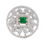 City Girl Brass Rhodium-Plated CZ Sapphire Glow Cocktail Ring