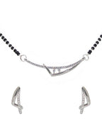 City Girl AD Rhodium Plated Radiant Noor Mangalsutra Set with Earrings & Chain for Women & Girls