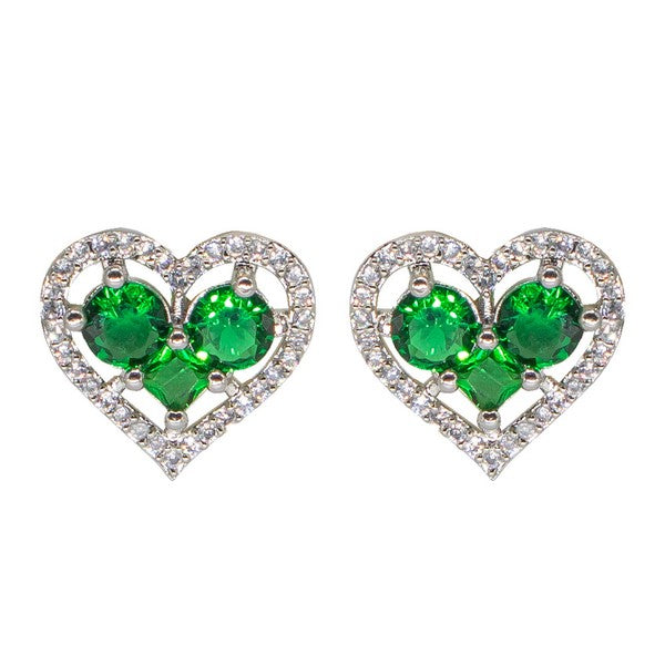 City Girl Brass Rhodium-Plated Eternal Love CZ Studs