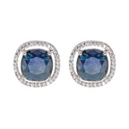 City Girl Brass Rhodium-Plated Scarlet Aura CZ Studs