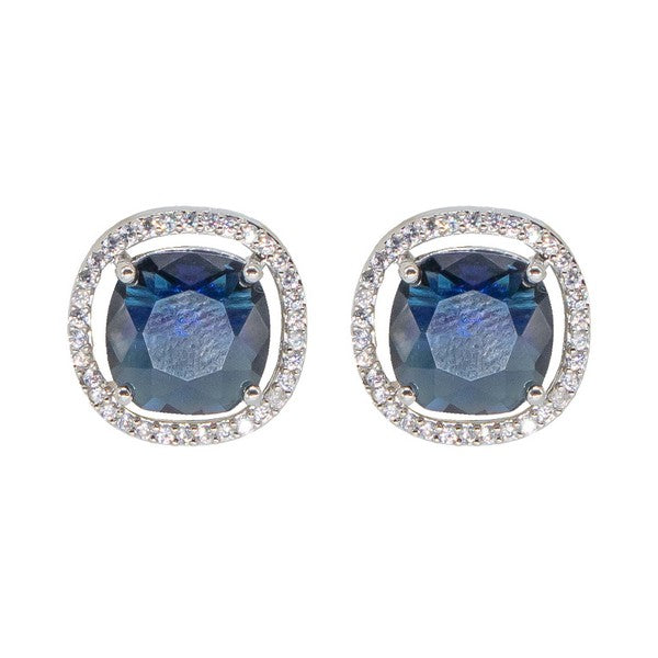 Manikya Brass American Diamond Rhodium Plated  Earings Tops With Hydro Coloured CZ Stones