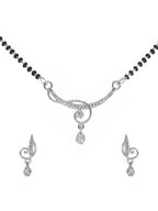 City Girl AD Rhodium Plated Mystic Aura Mangalsutra Set with Earrings & Chain for Women & Girls