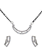City Girl Ad Rhodium Plated Royal Essence Mangalsutra Set with Earrings & Chain for Women & Girls
