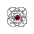 City Girl Brass Green Cz stone Studded Rhodium Plated Cocktail Finge Ring. (Free Size)