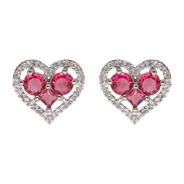 City Girl Brass Rhodium-Plated Eternal Love CZ Studs
