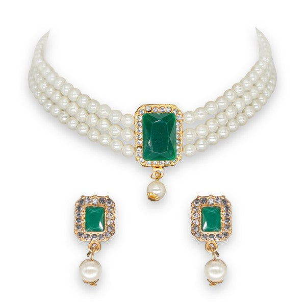 MANIKYA Adorable Gold Plated Pearl Choker Necklace Set