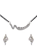 City Girl AD Rhodium Plated Celeste Shine Mangalsutra Set with Earrings & Chain for Women & Girls