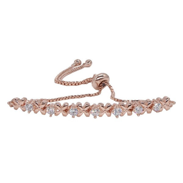 City Girl AD Brass Rhodium-Plated Bracelet – Classic Stone-Studded Adjustable Chain