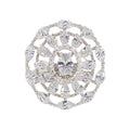 City Girl Brass Cz stone Studded Rhodium Plated Cocktail Silver Oval Finge Ring. (Free Size)