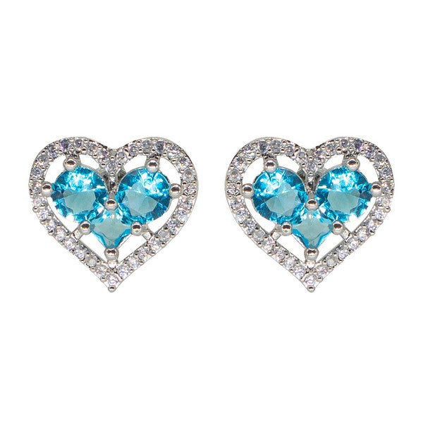 City Girl Brass Rhodium-Plated Eternal Love CZ Studs