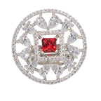 City Girl Brass Rhodium-Plated CZ Sapphire Glow Cocktail Ring