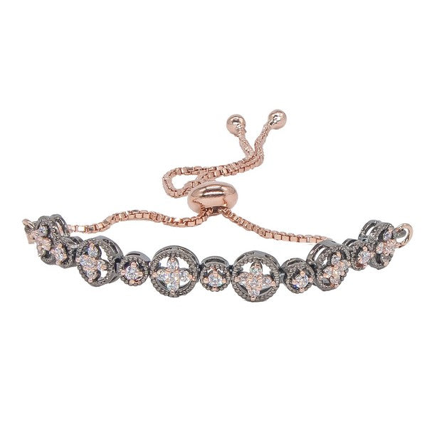 City Girl AD Brass Rhodium-Plated Classic Stone Bracelet with Adjustable Chain (Free Size)