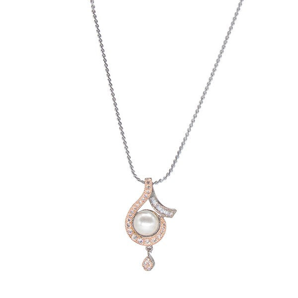City Girl AD Brass Regal Essence Pendant Set With Pearl