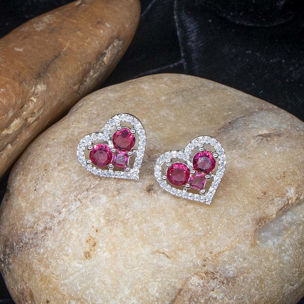 City Girl Brass Rhodium-Plated Eternal Love CZ Studs