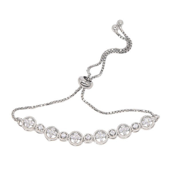 City Girl AD Brass Rhodium-Plated Minimal Sleek Bracelet with Adjustable Chain (Free Size)