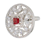 City Girl Brass Rhodium-Plated CZ Sapphire Glow Cocktail Ring