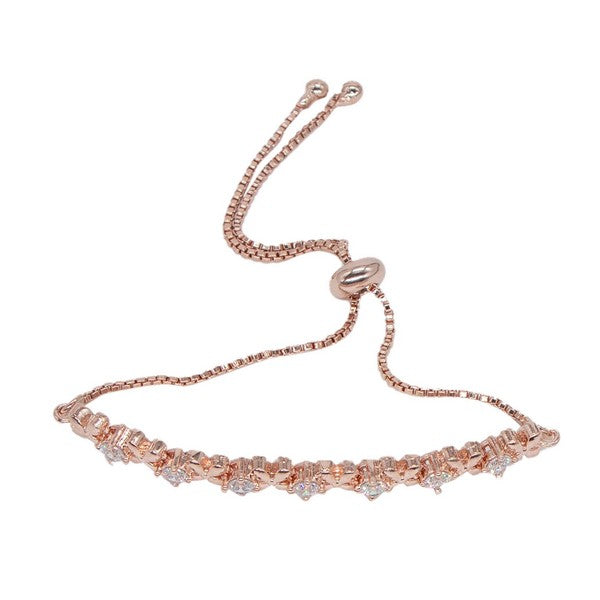 Manikya AD Brass Rhodium-Plated Bracelet – Classic Stone-Studded Adjustable Chain