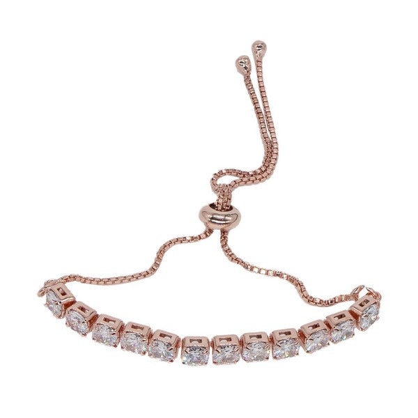 City Girl AD Brass Rhodium-Plated Bracelet – Elegant Linked Adjustable Chain
