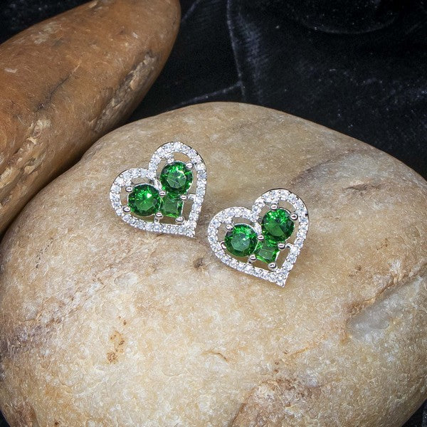 City Girl Brass Rhodium-Plated Eternal Love CZ Studs