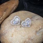 City Girl Brass Rhodium-Plated Eternal Love CZ Studs