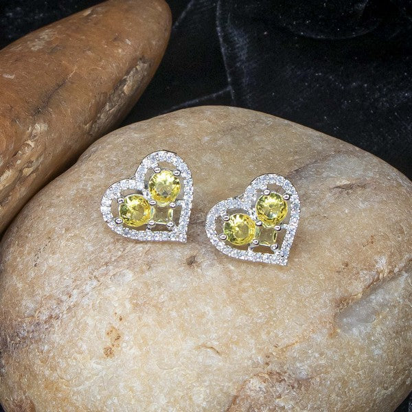 City Girl Brass Rhodium-Plated Eternal Love CZ Studs