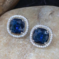 City Girl Brass Rhodium-Plated Scarlet Aura CZ Studs ( Midnight Blue )