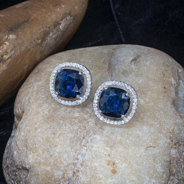 City Girl Brass Rhodium-Plated Scarlet Aura CZ Studs